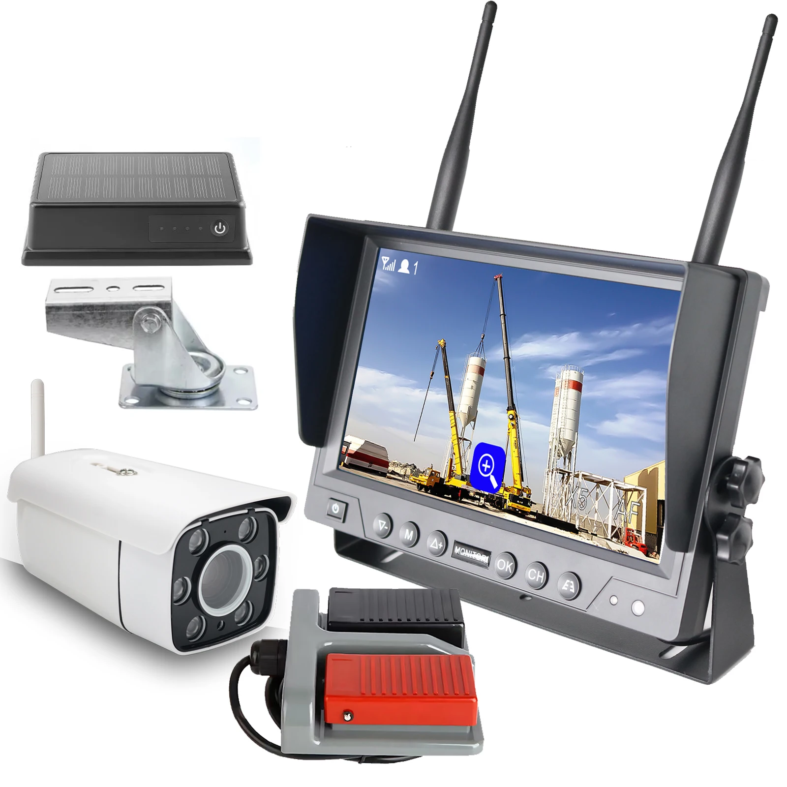 

iPoster Digital Wireless Tower Crane Camera 1080P 30x Optical Zoom 9 Inch Quad Monitor DVR Video Recording 15000mAh Battery Kit