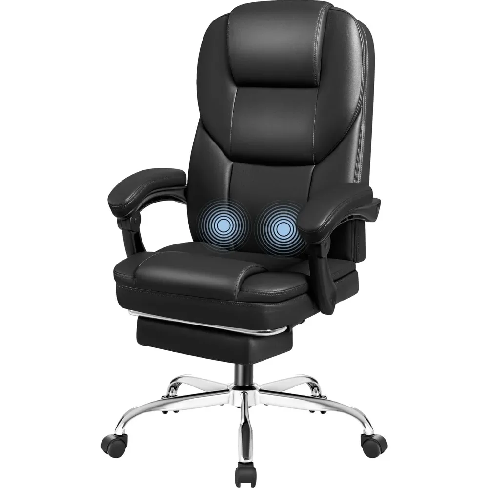 

Executive Office Chair with Massage, Ergonomic Reclining High Back Leather Seats with Footrest and Lumbar Support, Big and Tall