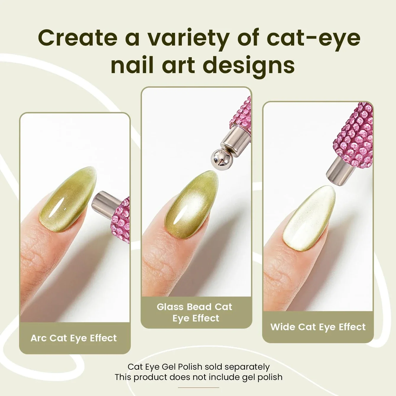1 Pcs Nail Cat Eye Magnetic Ball With Nail Magnetic Stick Tool Set Double-head Strong Magnet Pen 3D Cat Eye Gel Nail Supplies