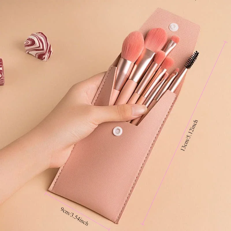 Portable Makeup Brushes Set 8Pcs Soft Fluffy Brushes Eyeshadow Blush  Powder Eyelash Lip Concealer  Concealer Beauty Tool Bag