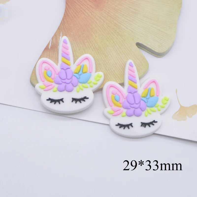 20 sztuk 33mm miękka guma jednorożec akcesoria biżuteria zrób wystrój Home Craft etui na telefon kwiatowy dostaw DIY nakrycia głowy spinki do włosów