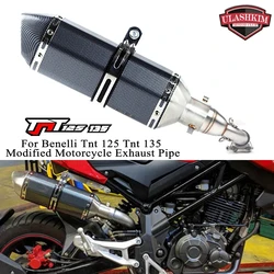 TNT135 FULL SYSTEM EXHAUST FOR BENELLI TNT 125 135 MOTOCYCLE EXHAUST MUFFLER FRONT PIPE TUBE TNT135 MOTORCYCLE EXHAUST
