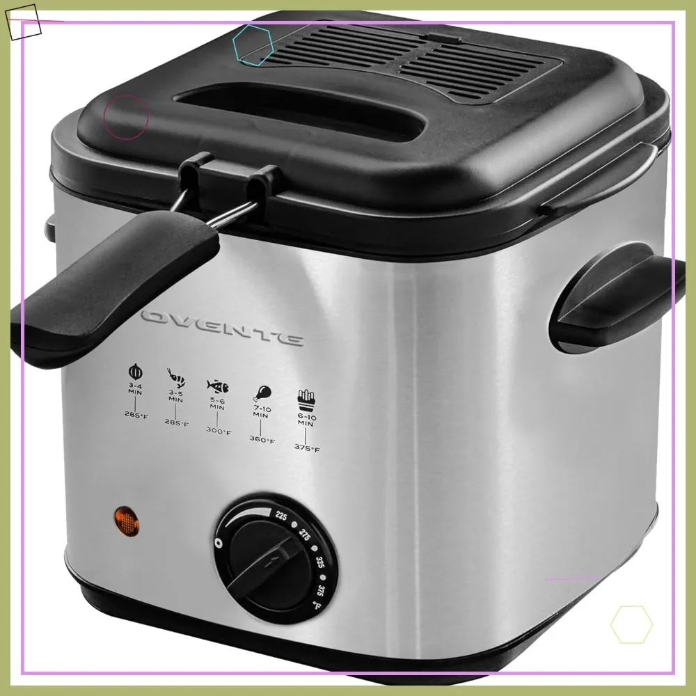 

Электрическая фритюрница, объем 1,5 л, регулируемая температура, крышка с окошком, съемная корзина и ручки с защитой от нагрева.