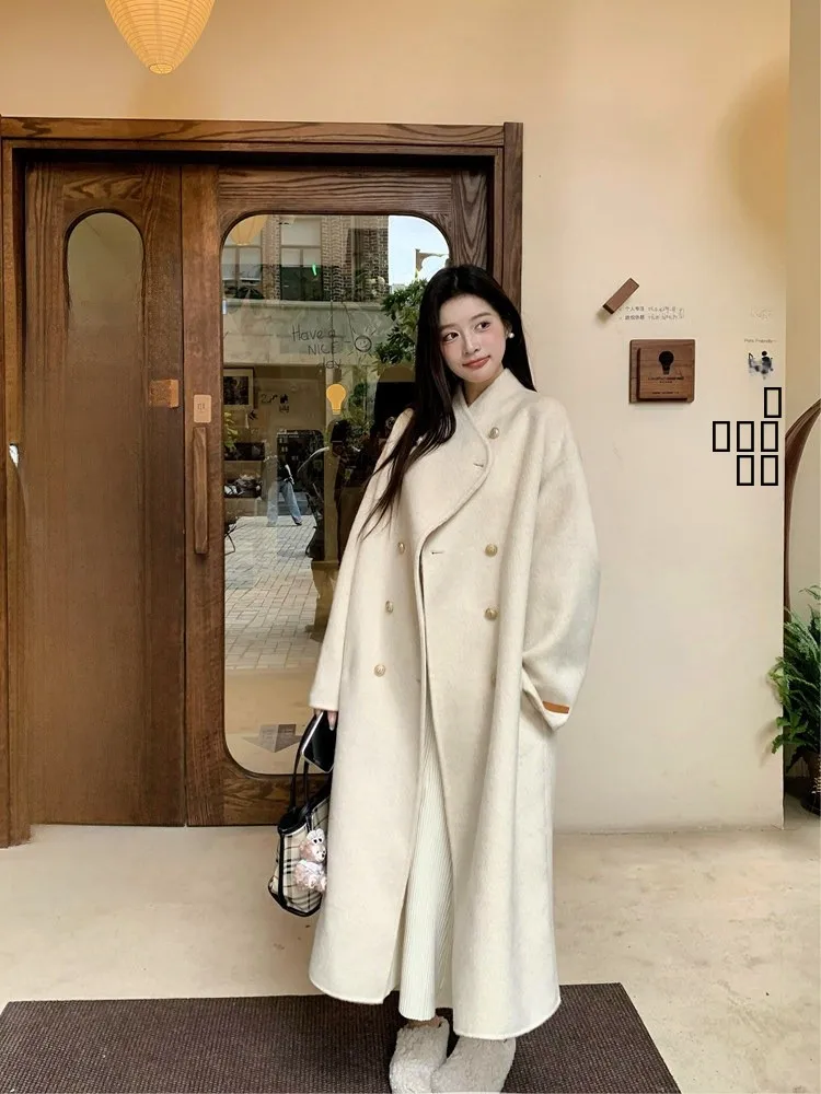 

Nora Studio Double-Faced Camere Coat Women's Winter Woolen Suit Outerwear Yellow One ain Berlin S Commute Sle Long ...