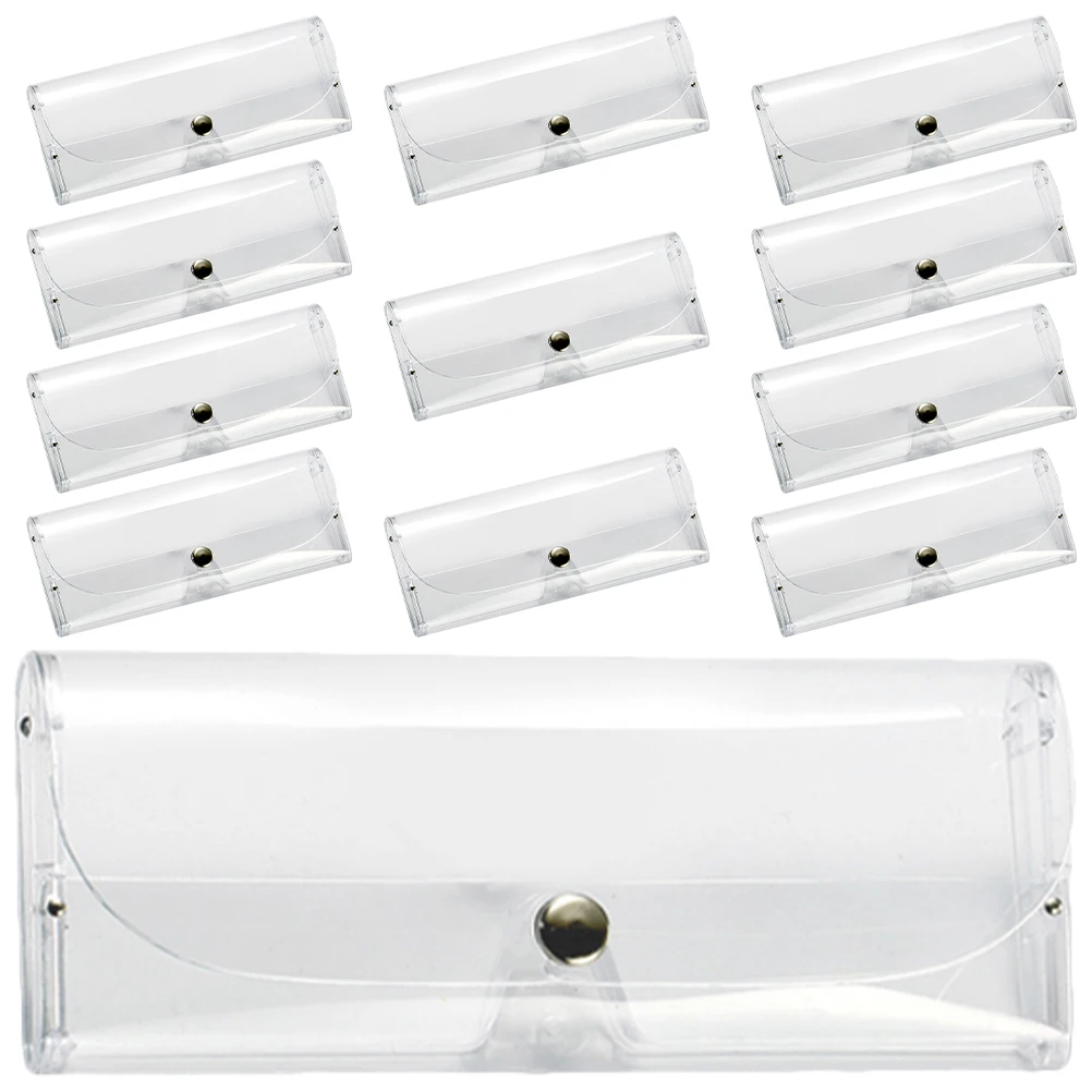 

12pcs Glasses Storage Box Small Eyeglasses Sunglasses Hard Transparent Case for Women Slim Travel Cases Eye Reading Clear