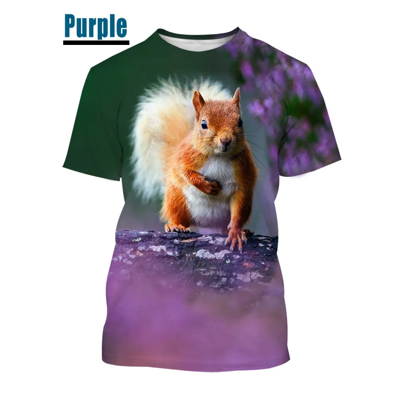 2023 New Trend Animal Squirrel 3D Printing T Shirt Casual Men\'s/Women\'s Cute Squirrel Pattern Short Sleeve Shirt