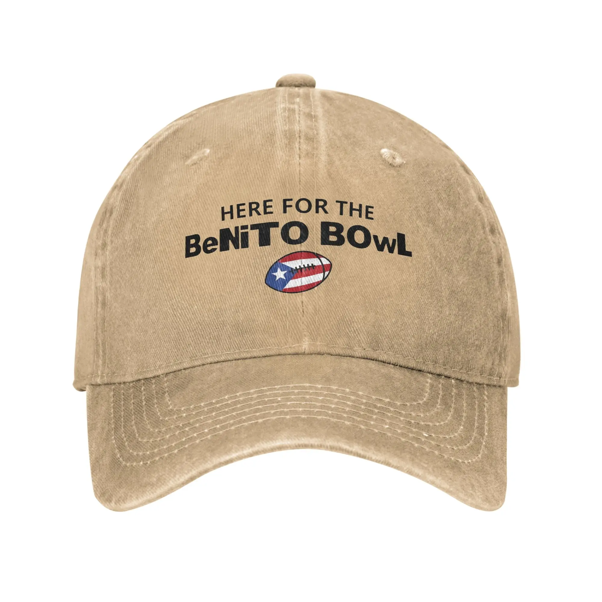 Here for the Benito Bowl Puerto Rico Football Baseball Cap Distressed Denim Bad Bunny Snapback Hat Travel Adjustable Caps Hat
