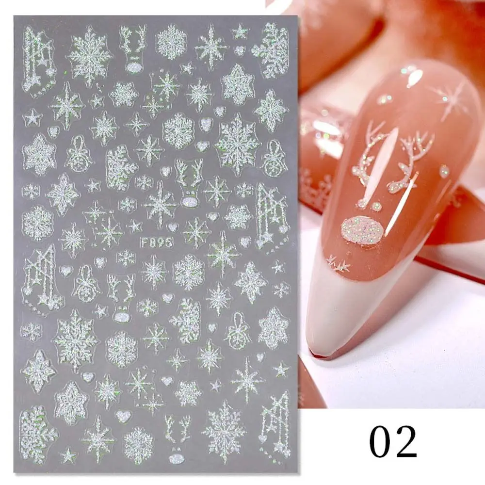 Adhesive White Christmas Nail Art Bells Elk Nail Decals Nail Art Decorations Snowflake Nail Stickers Christmas Nail Stickers