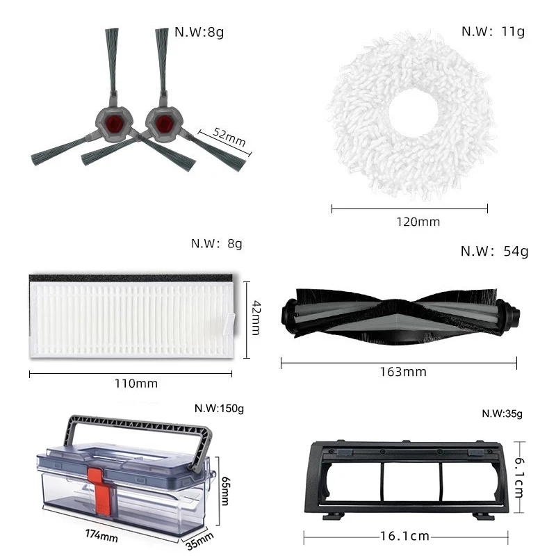 Rolo escova capa hepa filtro peças para ecovacs deebot ozmo k10 n9 + aspirador de pó mop pano stent pó recipiente substituição