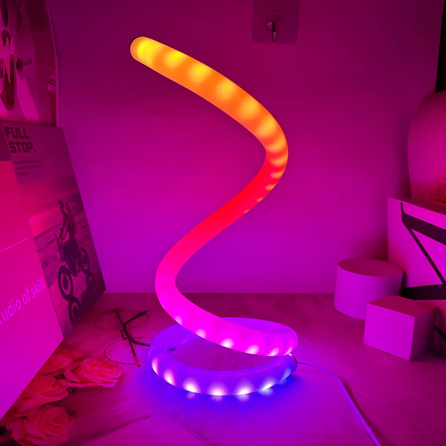 Kreatywna lampa stołowa LED spiralna w kolorze Phantom RGB minimalistyczna lampa stołowa z możliwością ściemniania lampa stołowa LED USB