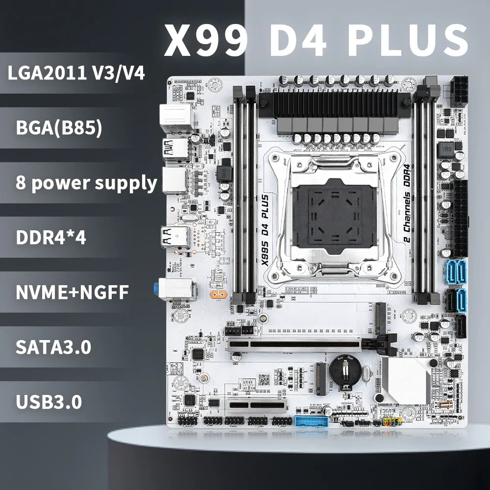 x99 motherboard LGA2011-3 pc assembly kit X99 DDR4 D4 Motherboard PCIE GEN3X4 NVME NGFF SATA3.0 128GB PCIE3.0X16 Slot