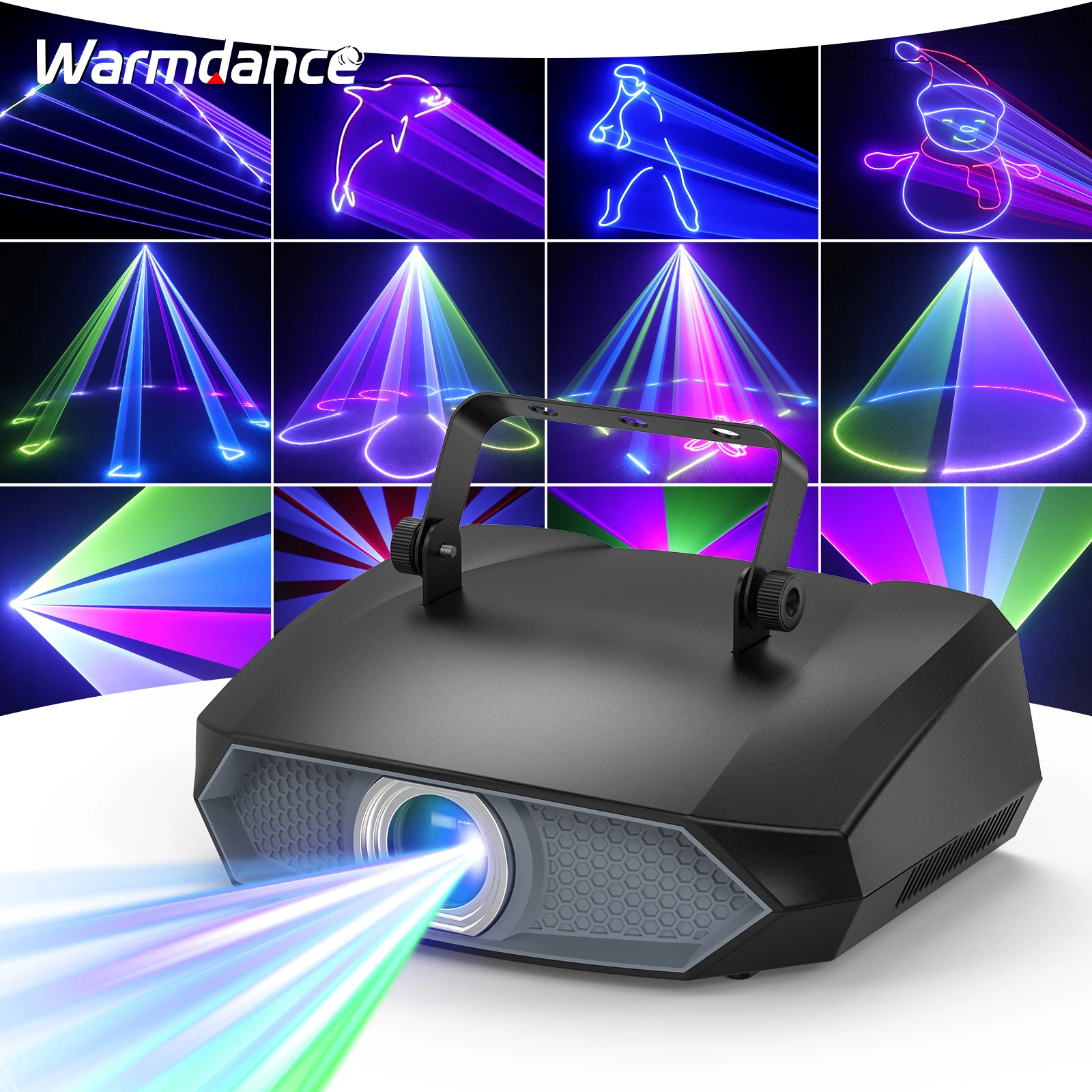 100W RGB Full Color Laser Light 3D Animation Pattern Stage Effect Lighting Projector DMX512 for DJ Party Concert Church Wedding