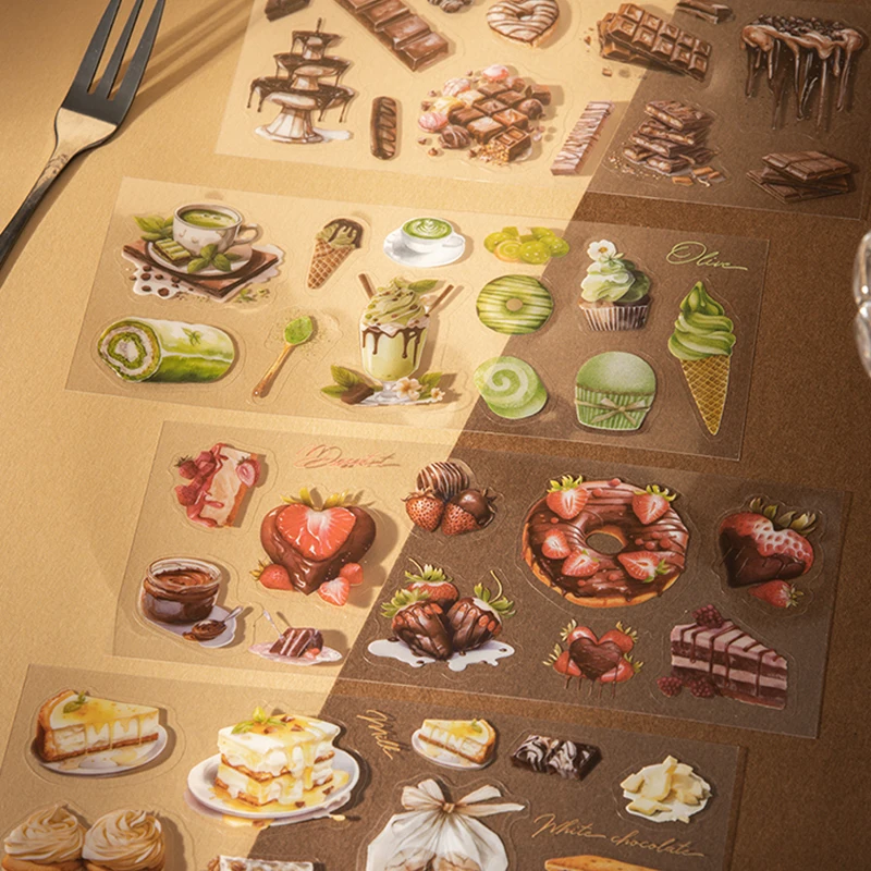 

Mr Paper, 100sheets/bag ‘Silky Chocolate Box’ series food box material stickers kawaii stickers cheap kawaii stationery