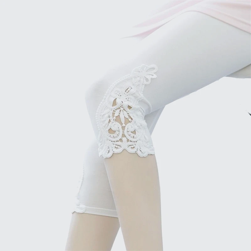 Onzichtbare kruisbroek Kant dames cropped broek Kant zomerlegging Ademend dun sexy volledig open legging Dames