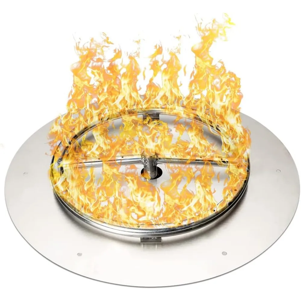 

Stainless Steel Fire Pit Burner Pan & Ring, Works with Liquid Propane or Natural Gas, 18-Inch Pan, Ring, 90,000 BTU Max
