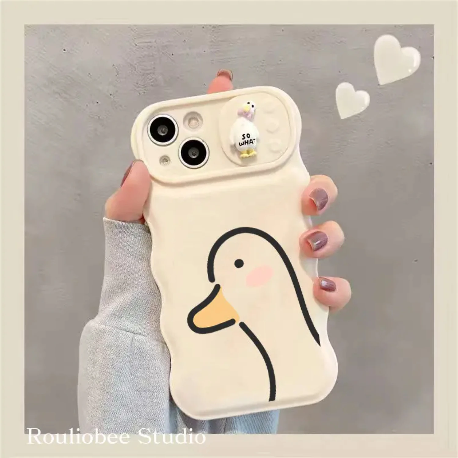 かわいいアヒルのシリコン衝撃吸収保護ケース iPhone シリーズ用