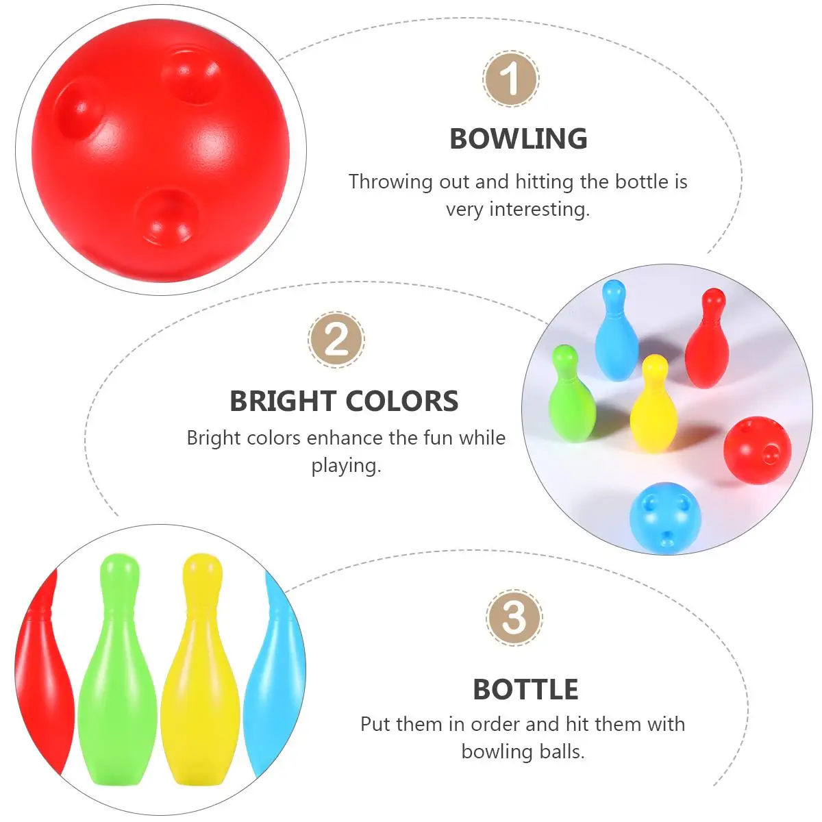 

Children's Bowling Games Kids Plastic Outdoor Lightweight Set Toys for PE Material Random Color
