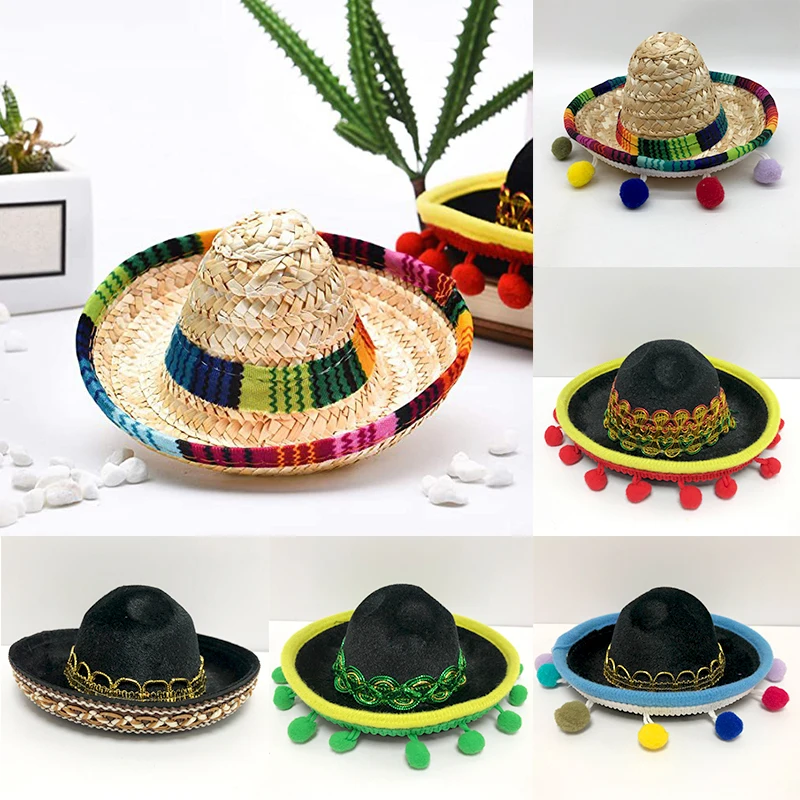 Mini Chapéu Sombrero com Headband, Festa de Carnaval, Chapéu Mexicano, Headdress Chapéus, Kids Headdress, Pet Birthday Party Decoration, Adulto Acessórios