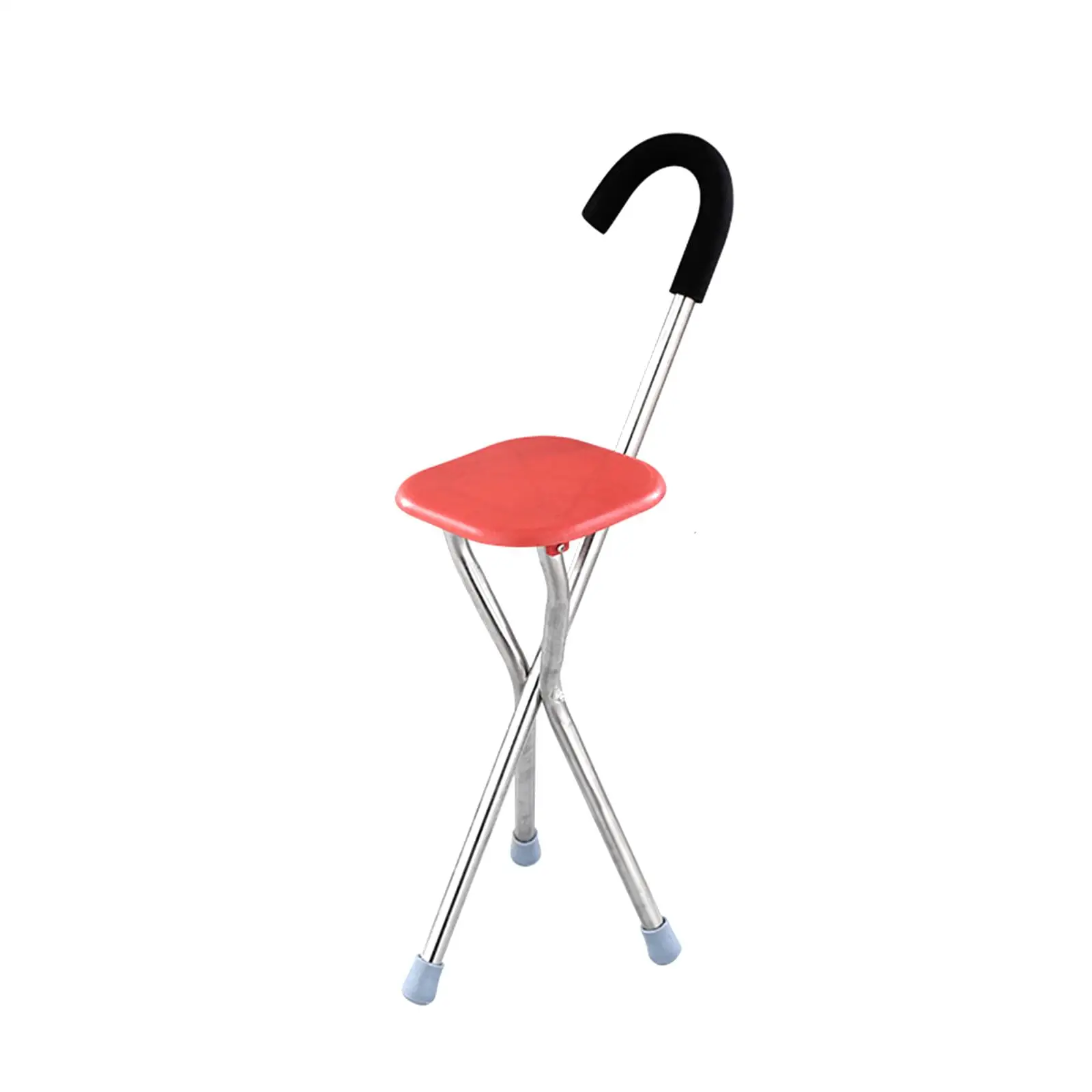 Folding Cane Seat Anti Slip Supports up to 260kg Foldable Comfortable Handle Crutch Chair for Seniors Elderly