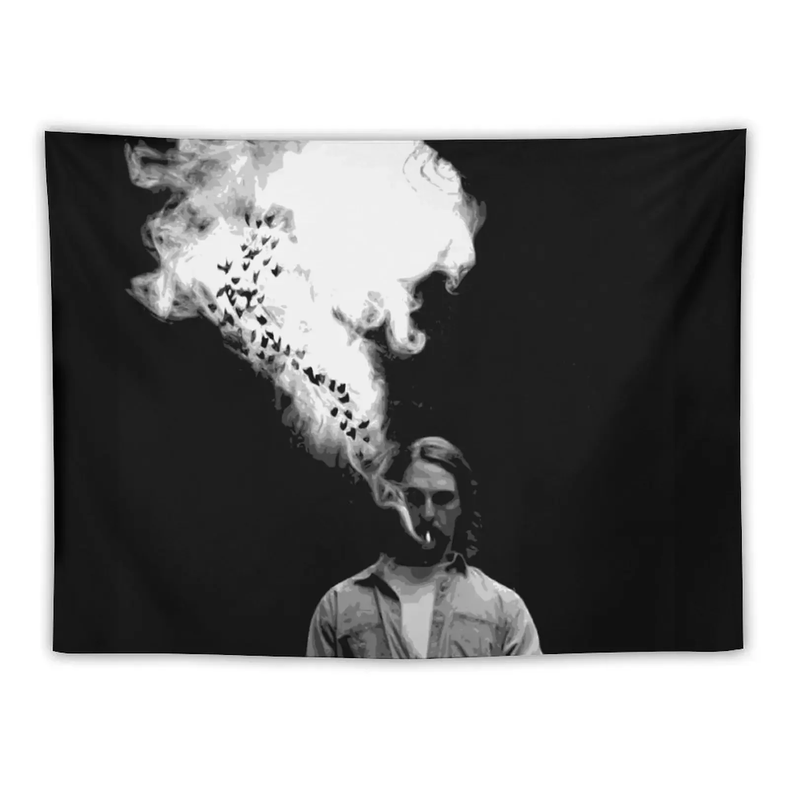 Rustin Cohle from True Detective Smoking a Cigarette Tapestry Nordic Home Decor Home Decor Accessories Tapestry