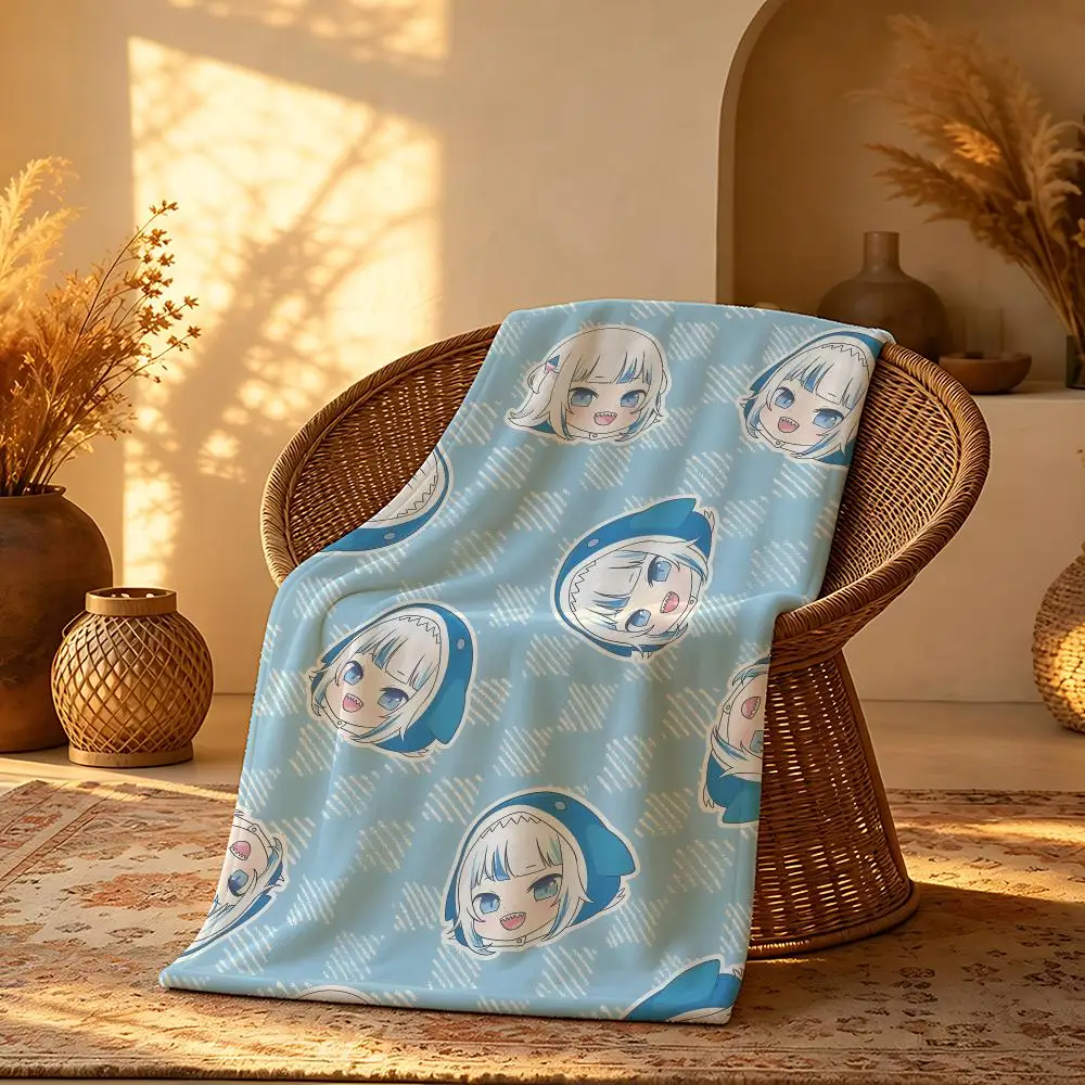 VTuber Gawr Gura Throw Short Plush Throw Blanket Soft Skin-Friendly Multi-Scene Home Office