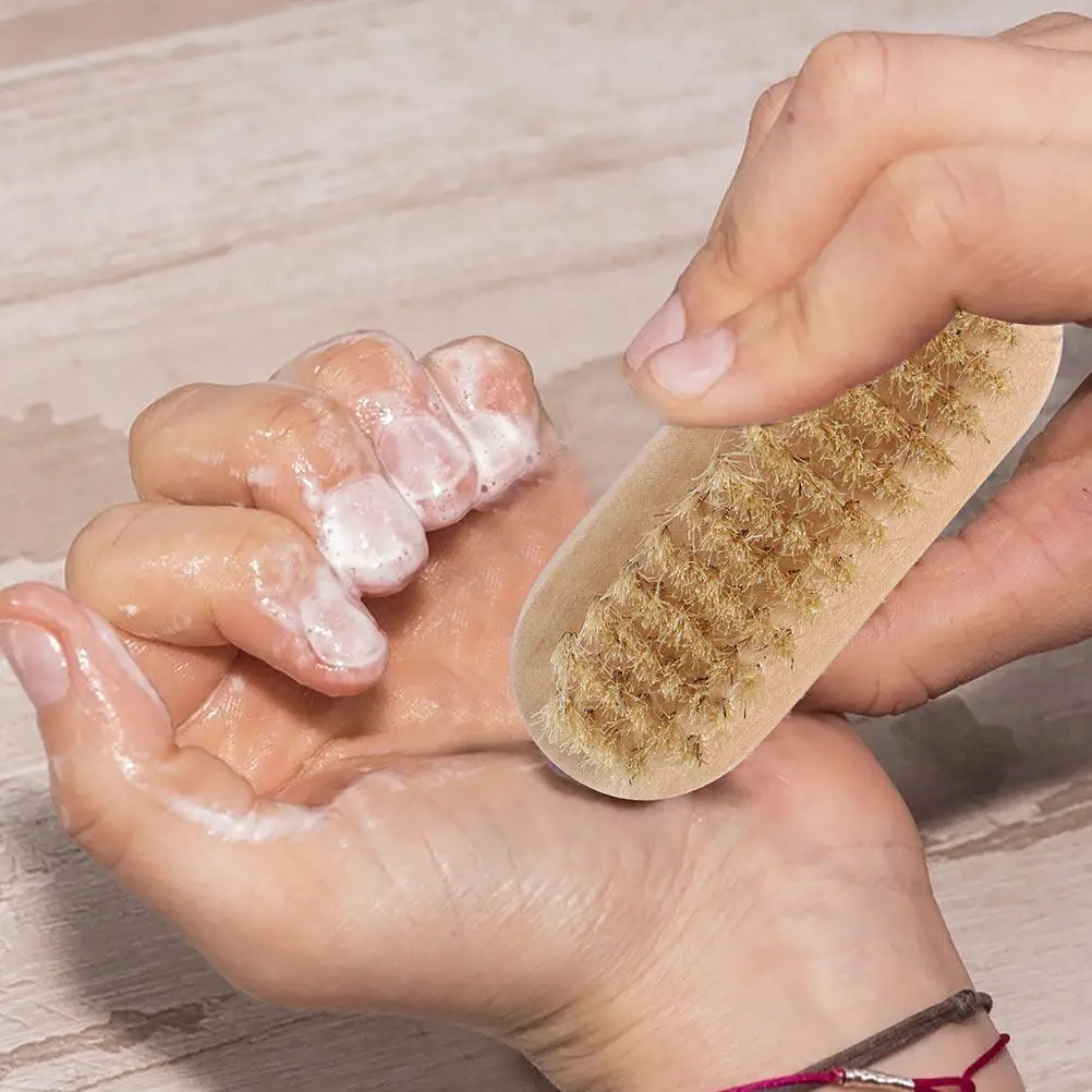 

Набор из 4 двусторонних щеток для ногтей с натуральной щетиной кабана, деревянная ручка, инструмент для педикюра, щетка для чистки и отшелушивания ногтей