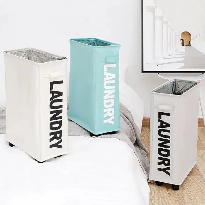 

Foldable Laundry Basket Oxford Cloth Dirty Clothes Hamper with Wheels Household Clothes Organizer Yoga Mat Storage Basket