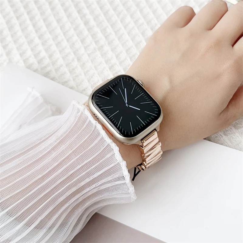 New Stylish Metal Bracelet Strap For Apple Watch Series 9 8 7 SE 4 5 3 45/44/42mm Women Bands For iWatch Ultra 2 40mm 49mm 38mm