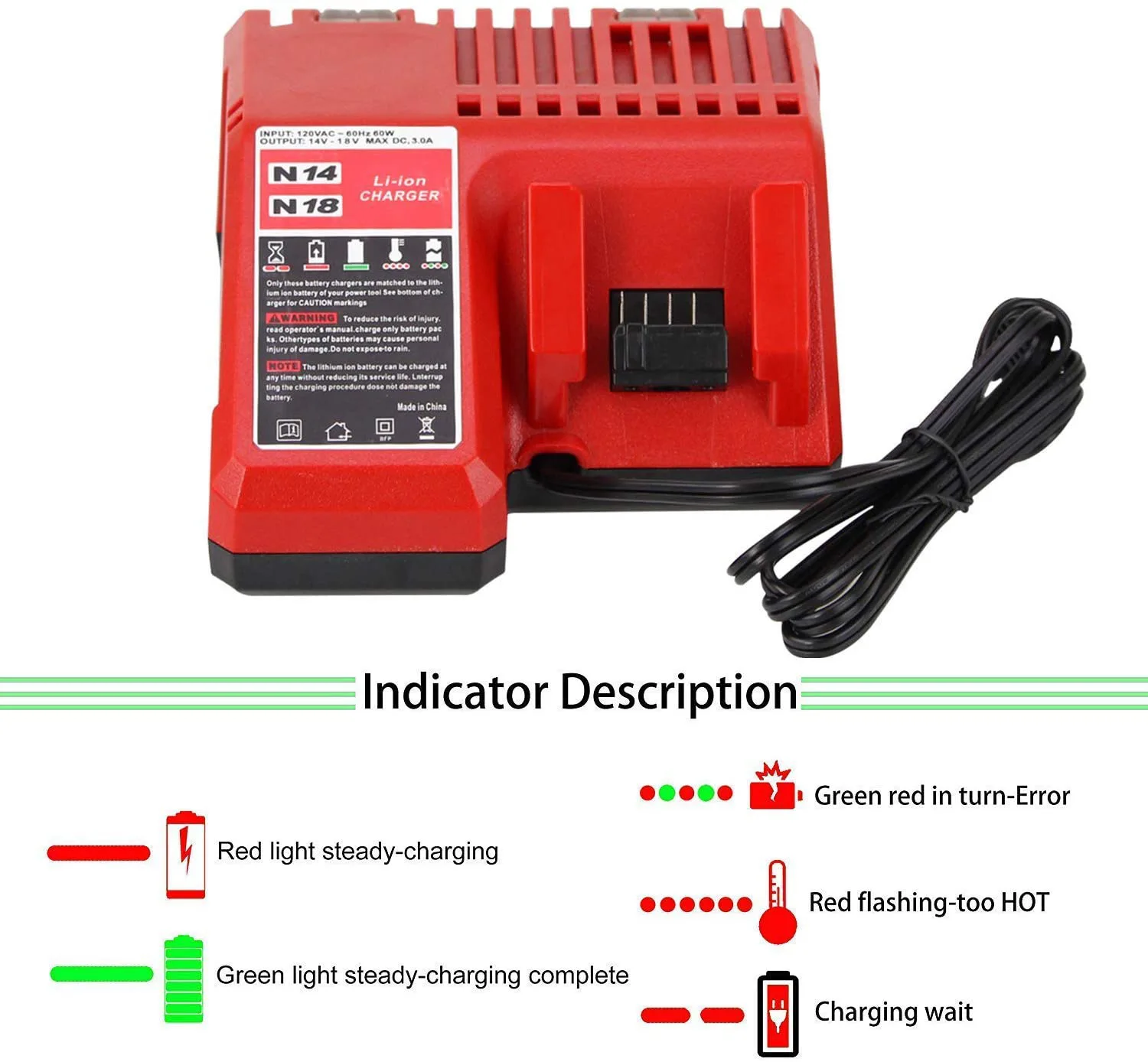 Best price Eu/US Plug 18V Power Tool Lithium Battery Charger Replacement For Milwaukee Charger 18V drop shipping