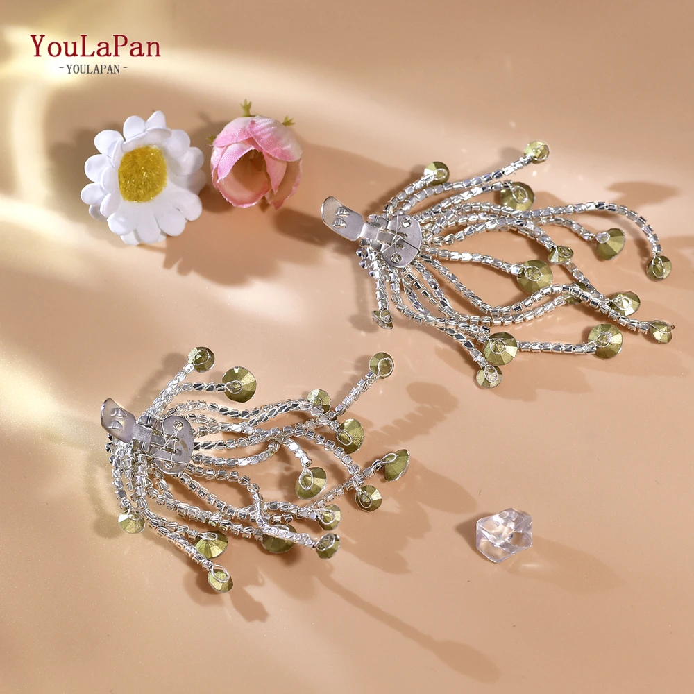 YouLaPan Silver Color Rhinestone Shoe Buckle Wedding Bride Shoe Decoration High Heels Shiny Accessory Handmade Shoe Clip HX64