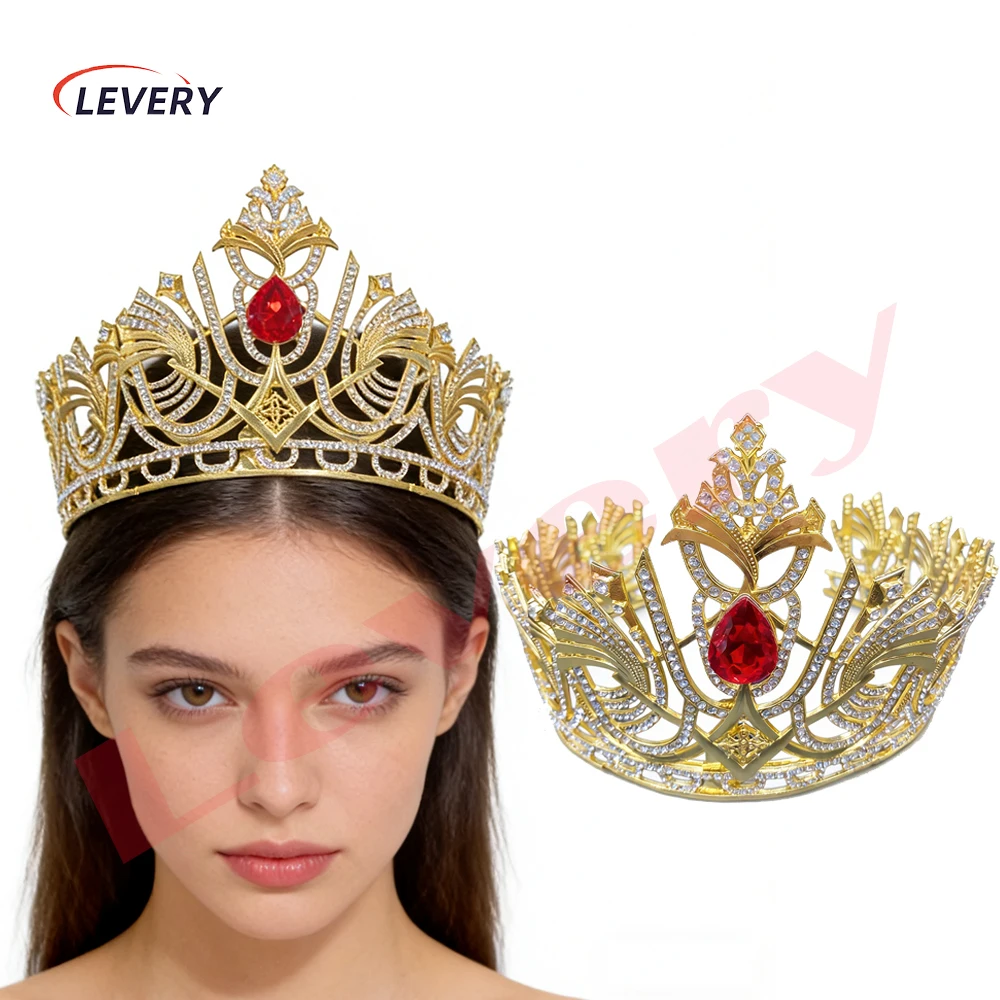 Levery Gold Crystal Crowns for Women Queen Tiara for Women Bridal Wedding Prom Princess Birthday Decorations Birthday Crown