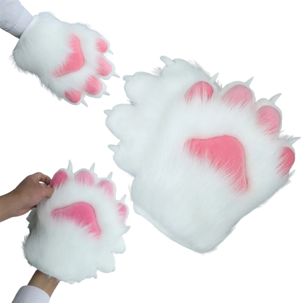 Animal Cat Cosplay Claw Plush Gloves Cute Claws Unisex Women Men Roleplay Halloween Costume Accessories Clothes Prop