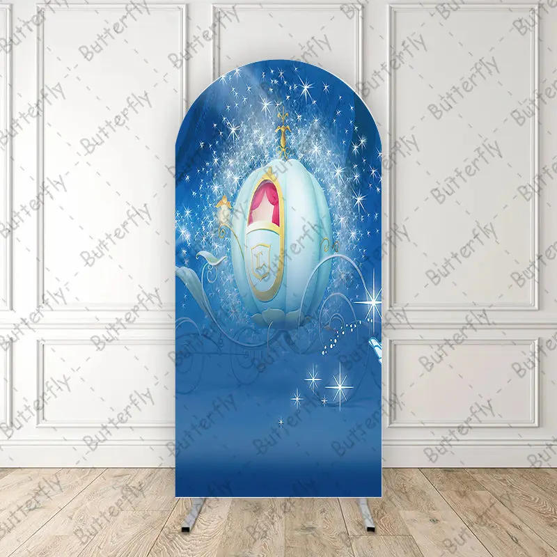 Dreamy Castle Crystal Slipper Princess Cinderella Custom Disney Arch Backdrop  Cover Girls Birthday Party Background Decoration