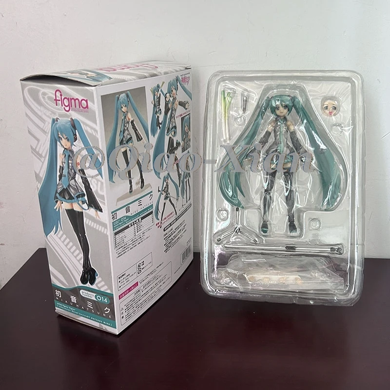 14cm Anime Hatsune Miku Figma 014 Joint Movable Face Change Boxed Doll PVC Action Figure Cute Model Toys Birthday Gift For Girls