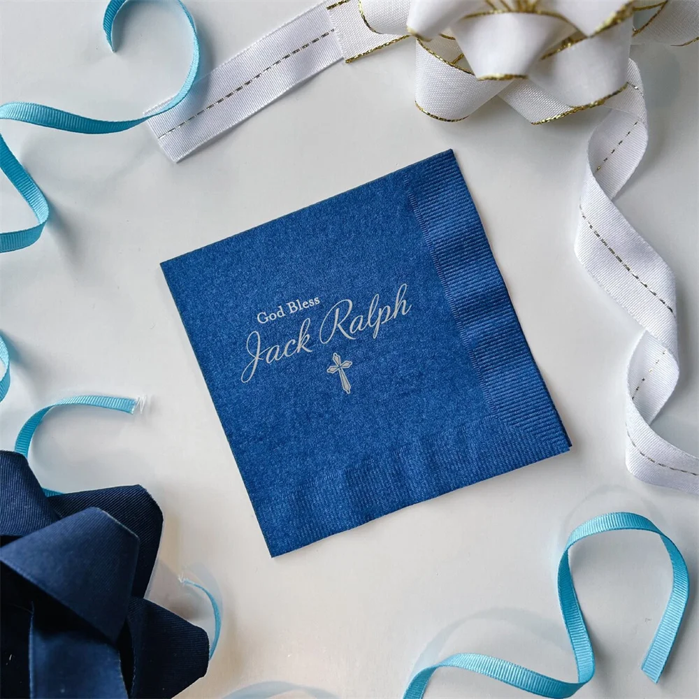 

50PCS God Bless Personalized Christening Napkins, Baptism Napkins, Personalized Religious Napkins, Baptism Christening Napkin