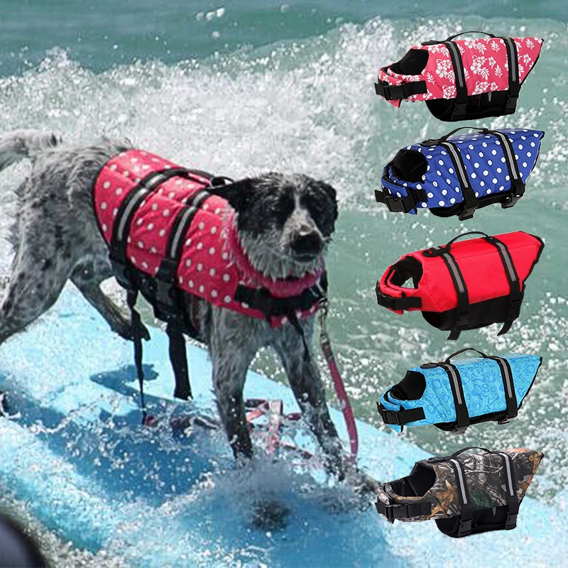 Large Medium Pet Dog Life Jacket Oxford Floating Husky Summer Pet Supplies Quick Drying Seaside Safety Exercise Dog Swimsuits