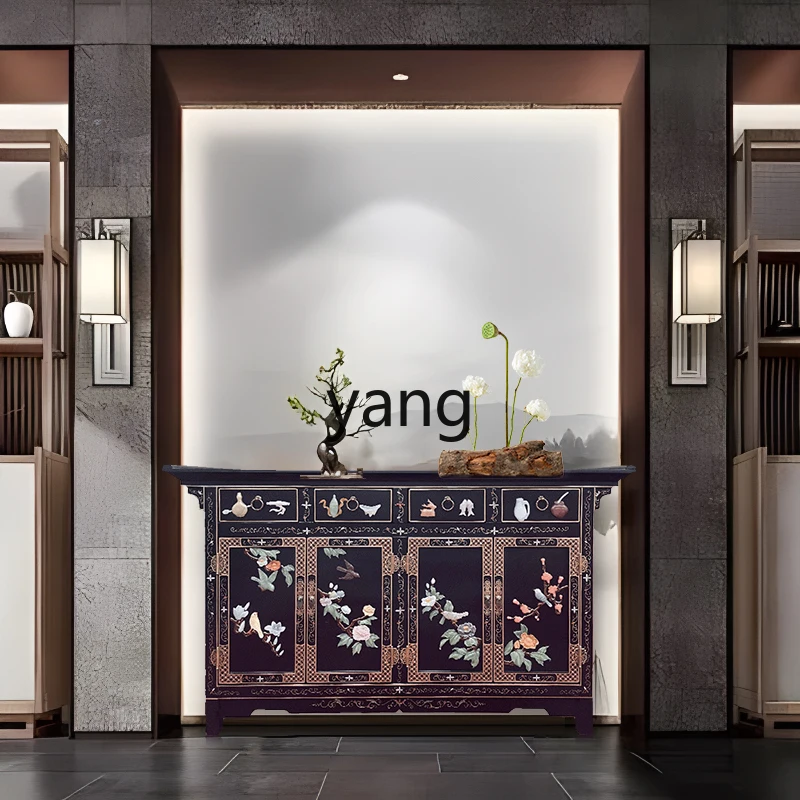 YJQ new Chinese style four doors and four pumps simple entrance cabinet storage solid wood dining side wine cabinet