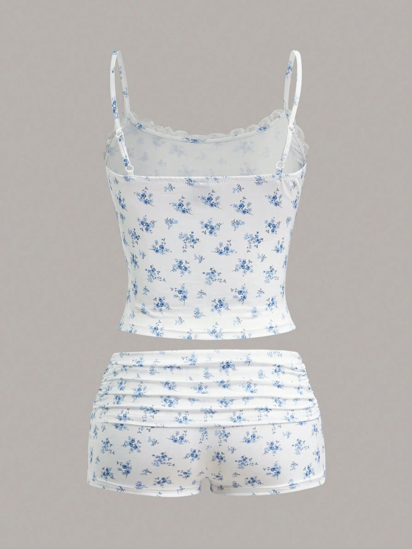 الأوروبية والأمريكية الربيع والصيف زهرة طباعة الدانتيل العنق عارضة السراويل مجموعة