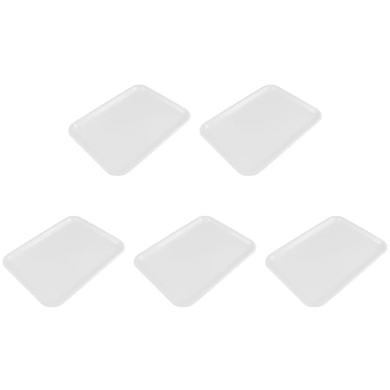 

AB35-5Pcs 10-дюймовый длинный сервировочный поднос прямоугольной формы из пластика белого цвета