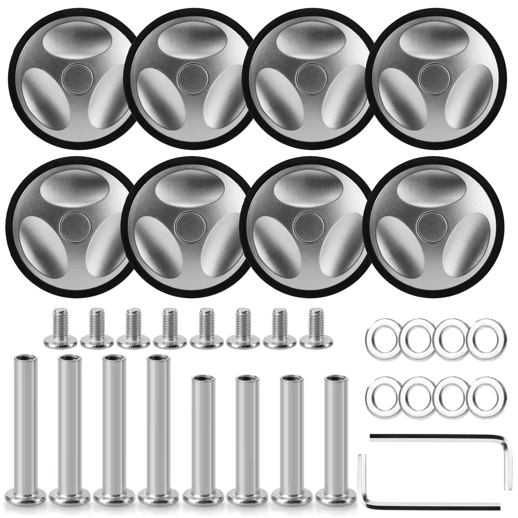 8Pcs Sliver Luggage Wheel with Screw Travel Suitcase Wheels Replacement Luggage Replacement Wheel 55mm Axles Caster Wheel Repair