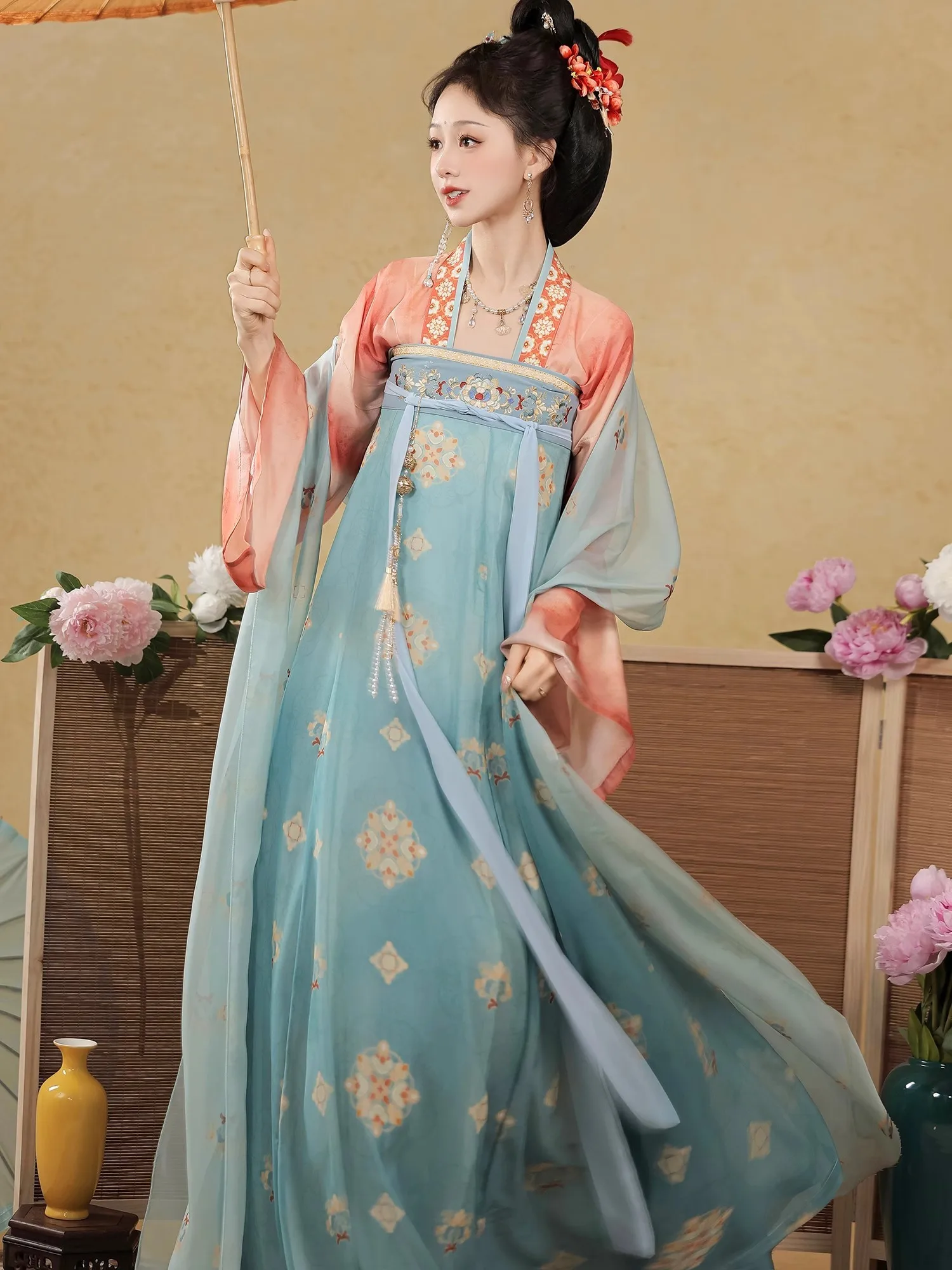 Plain Feather Splendid Dress Fanghua National Color New Restoration Tang Hanfu Women's Chest-length Skirt Original Genuine Sprin