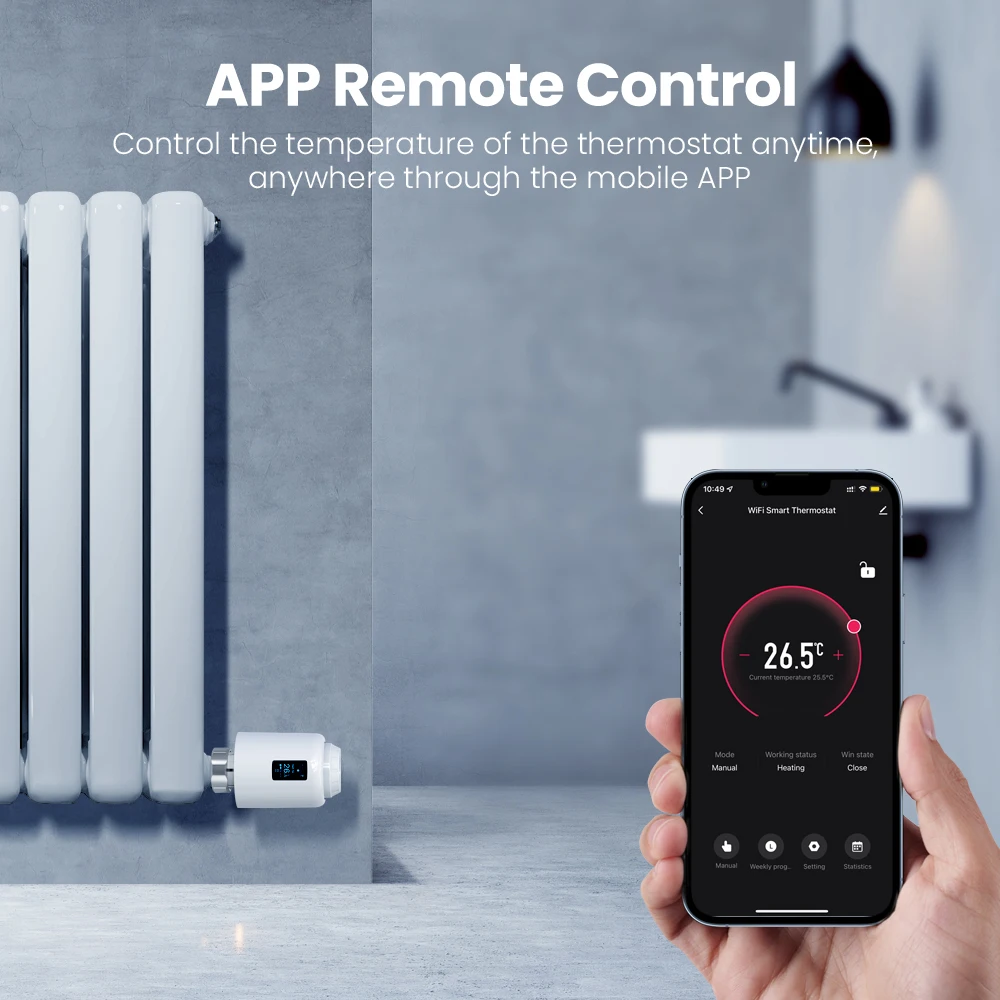 AVATTO Tuya WiFi Thermostat Radiator Valve,Smart Temperature Controller Programmable Actuator TRV,works with Alexa Google home