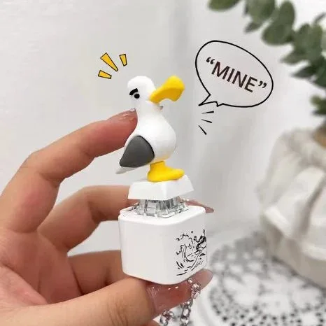 Seagull Sound Button Keychain with Light-up Effect, Funny, Spoof, Stress Relief Gadget, Bag Hanger, Creative Pressing Accessory