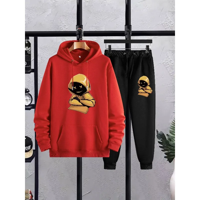 2025 الموضة العصرية الإبداعية شخصية عنصر نمط ثلاثية الأبعاد مطبوعة الرجال عادية هوديي وسراويل مجموعة