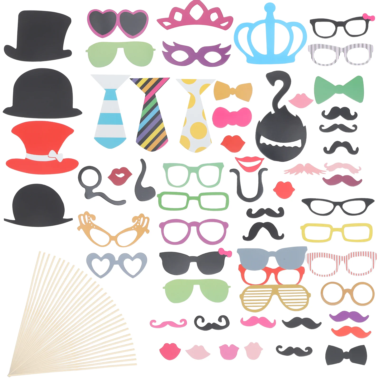 

TINKSKY 60pcs Funny Photo Booth Props Mustache Mask for Wedding / Party / Christmas (Mixed Style) Wedding photo props