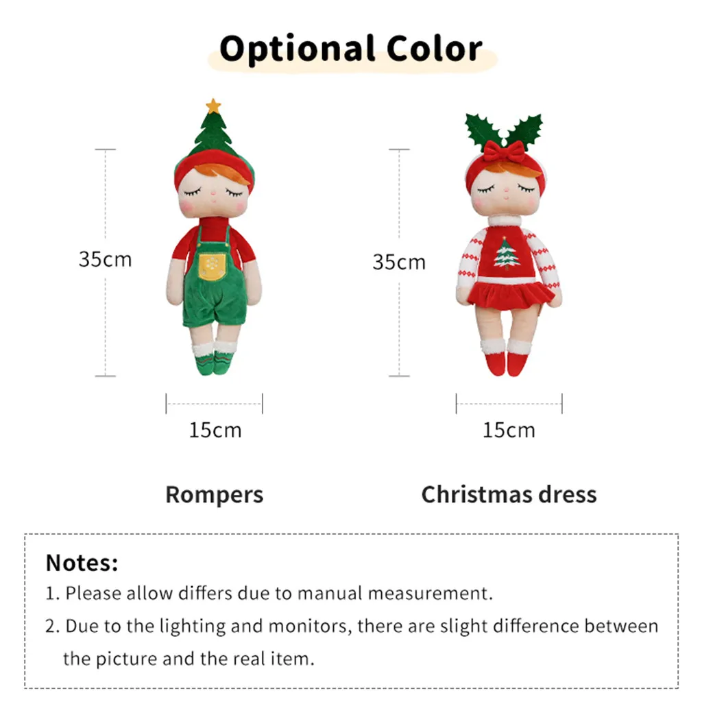 Metoo Angela Bonecas de pelúcia de Natal, brinquedos de pelúcia macios fofos para bebês e crianças, presentes de feriado