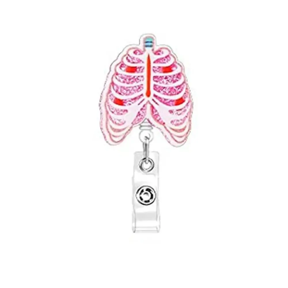 

Human Organs Retractable Badge Reel Alligator Clip 360 Rotating ID Badge Holder Lightweight Acrylic Easy Pull Buckle