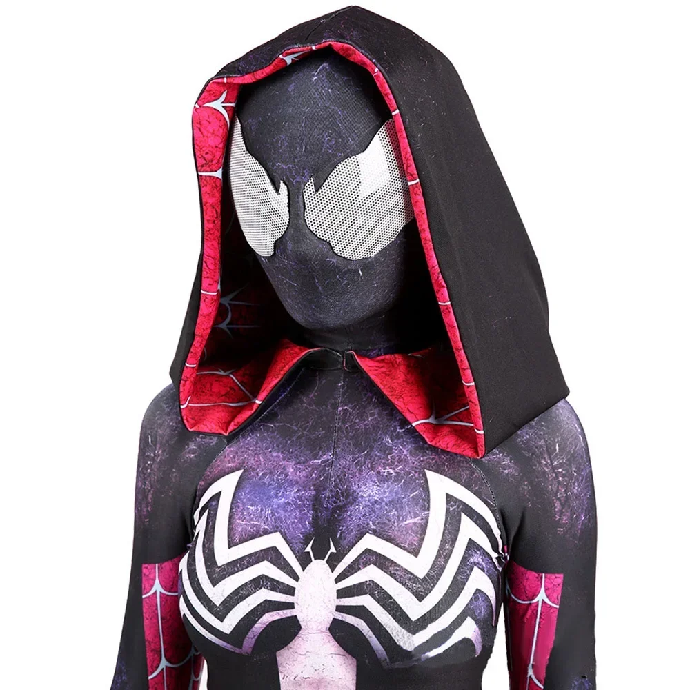 Spider Women Gwen Stacy Cosplay Costume for Halloween Spidey Girls Zentai Outfits Superhero Bodysuit Suit Jumpsuit & Cloak