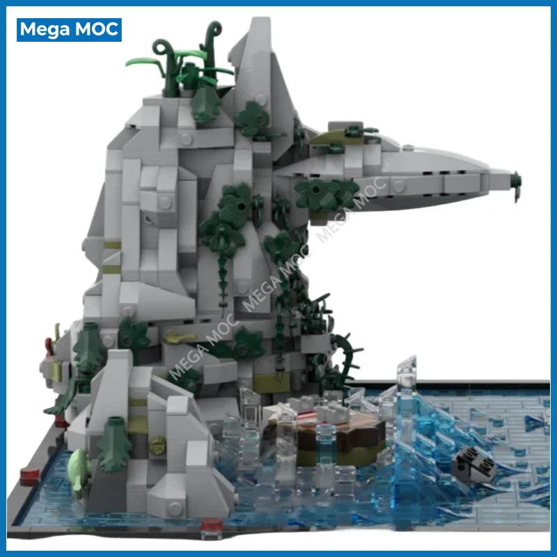 Prehistoric Sea Monster Dinosaur Attack Scene MOC Building Blocks, Chased By Mosasaurus DIY Brick Set, Desktop Collectible Toy