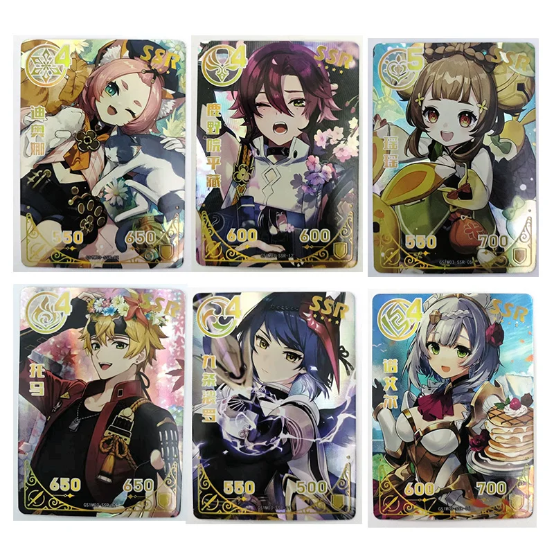 Anime Genshin Impact Wandering Wind SSR card Kujo Sara Bennett Diona Katzlein Collei Toy collection boy Birthday Christmas gifts